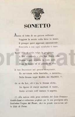 Marche, Fermo, Orvieto, Viterbo: Nobili Nozze Piccolomini Adami E Gentili Lenzi, 1867