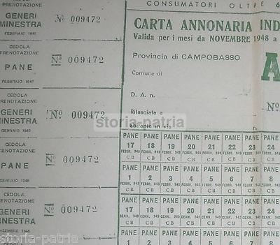 Molise, Campobasso: Carta Annonaria Per Anziani (1948 1949)