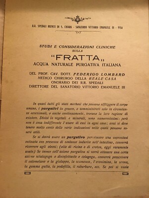 Medicina Sanitaria: Acqua Purgativa Fratta, Dr. Lombard, Bertinoro, Serravalle, Novi