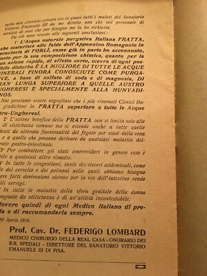 Medicina Sanitaria: Acqua Purgativa Fratta, Dr. Lombard, Bertinoro, Serravalle, Novi