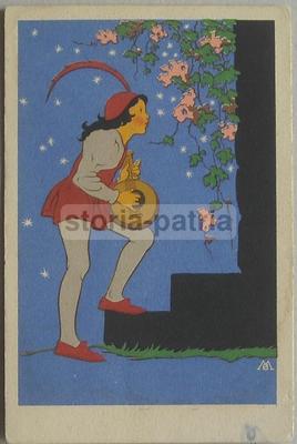 Armonie: Artistica Cartolina Illustrata A Colori, Musica E Menestrello