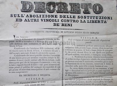 Giuridica, Notariato: Libertà Dei Beni, Successioni, Usufrutto. Antico Decreto, 1849