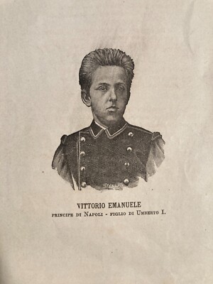 Casa Savoia, Vittorio Emanuele, Principe Di Napoli, Antico Ritratto, Stampa d'Epoca