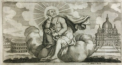 Roma: Vaticano, San Pietro E Colosseo. Antica Testatina Figurata Di Giuseppe Abbiati, Inizio XVIII Secolo
