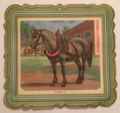Cavallo In Un Paesaggio Rurale, Stampa A Colori Della Metà Del Novecento