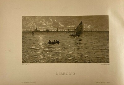 Guglielmo Ciardi: Veduta Veneta Libeccio, Antica Litografia Rapetti