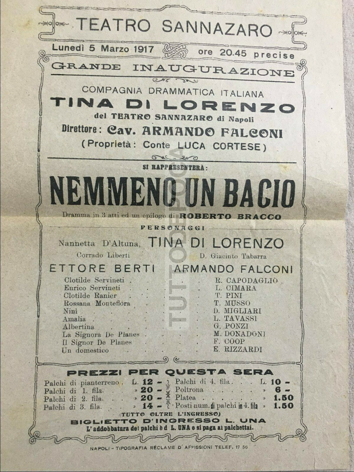 Napoli, Teatro Sannazaro: Rara Edizione d'Epoca, Tina Di Lorenzo E Armando Falconi