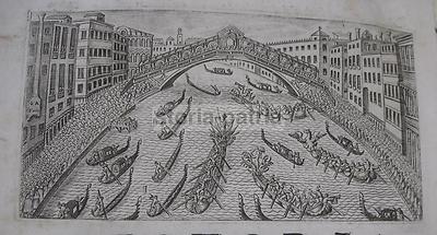Venezia, Canal Grande, Parata Con Gondole, Incisione Antica