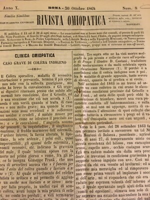 Rivista Omiopatica: Medicina, Omeopatia E Veterinaria (1864) Casi Di Colera A Bolsena E Trebbio