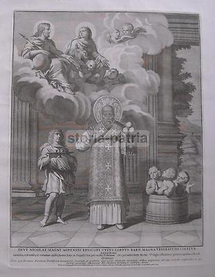 Antica Grande Stampa Popolare Devozionale Di San Nicola Di Bari