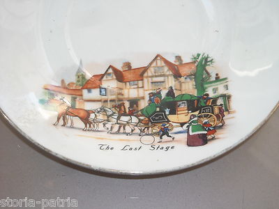 Treviso, Decorativo Piatto Figurato, Paesaggio d'Epoca Con Diligenza, Gioco Cerchio