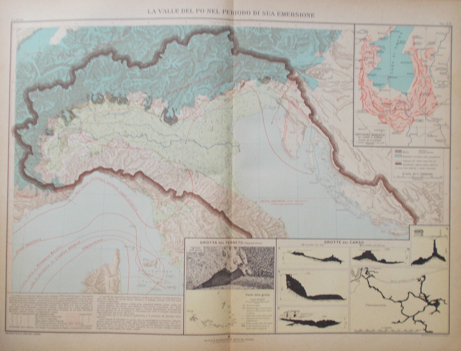 Cartografia Dell'Italia Settentrionale: Geologia, Valle Del Po, Garda E Carso, 1927