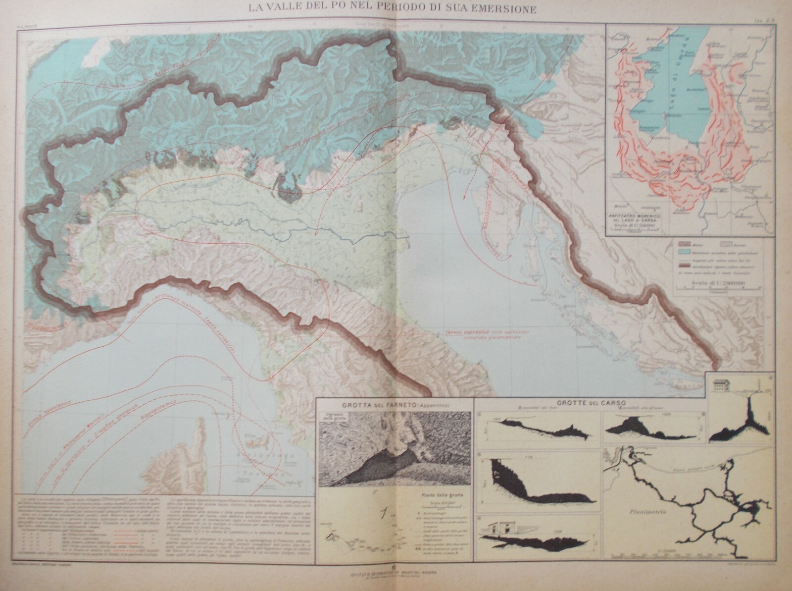 Cartografia Dell'Italia Settentrionale: Geologia, Valle Del Po, Garda E Carso, 1927