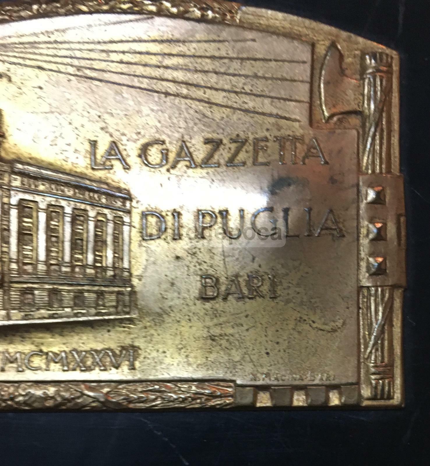 Puglia, Bari: Antica Placca Pubblicitaria Della Gazzetta Di Puglia, Opera Di N. Macina