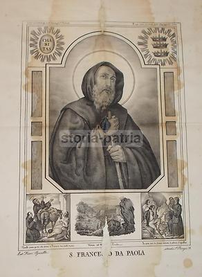Calabria, Paola: Antica Stampa Popolare Devozionale Di San Francesco Di Paola, Apicella (Napoli)