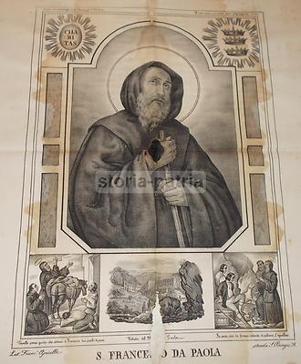 Calabria, Paola: Antica Stampa Popolare Devozionale Di San Francesco Di Paola, Apicella (Napoli)