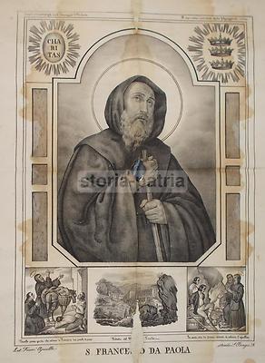 Calabria, Paola: Antica Stampa Popolare Devozionale Di San Francesco Di Paola, Apicella (Napoli)