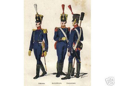 Militaria, Stato Pontificio, Divise Artiglieria, Stampa A Colori