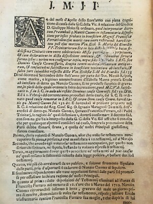 Allegazione Giuridica: Ferraro, Cuomo, Padri Trinitari E Rispoli, Napoli, 1723