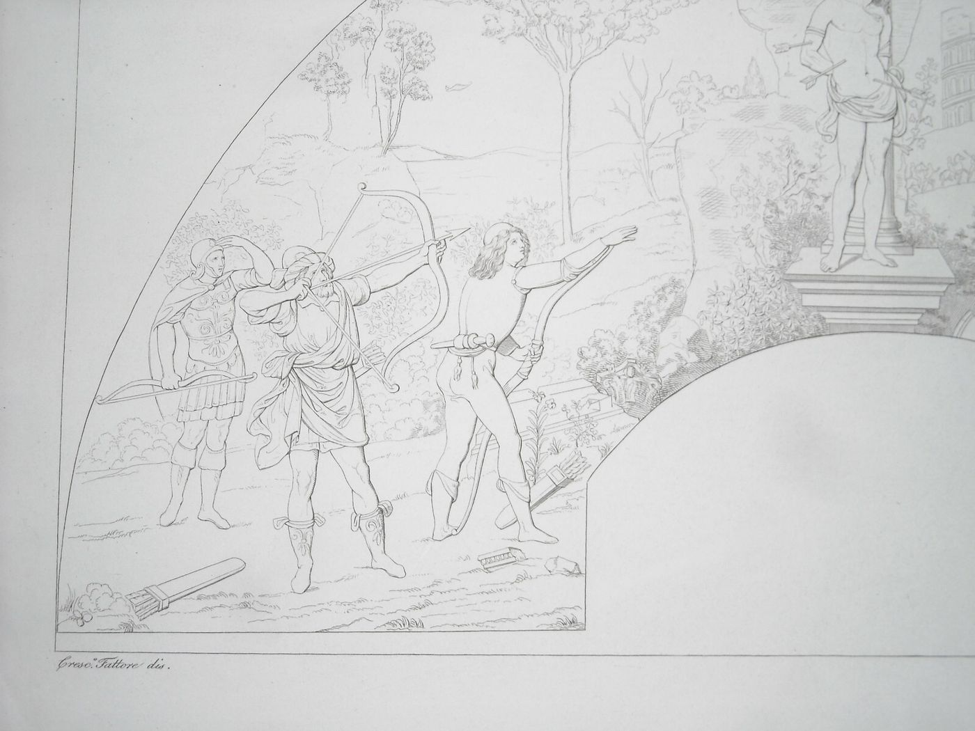 Arte Antica, Lunetta Animata: Scena Di San Sebastiano, Incisore Garzoli, Fattore, '800