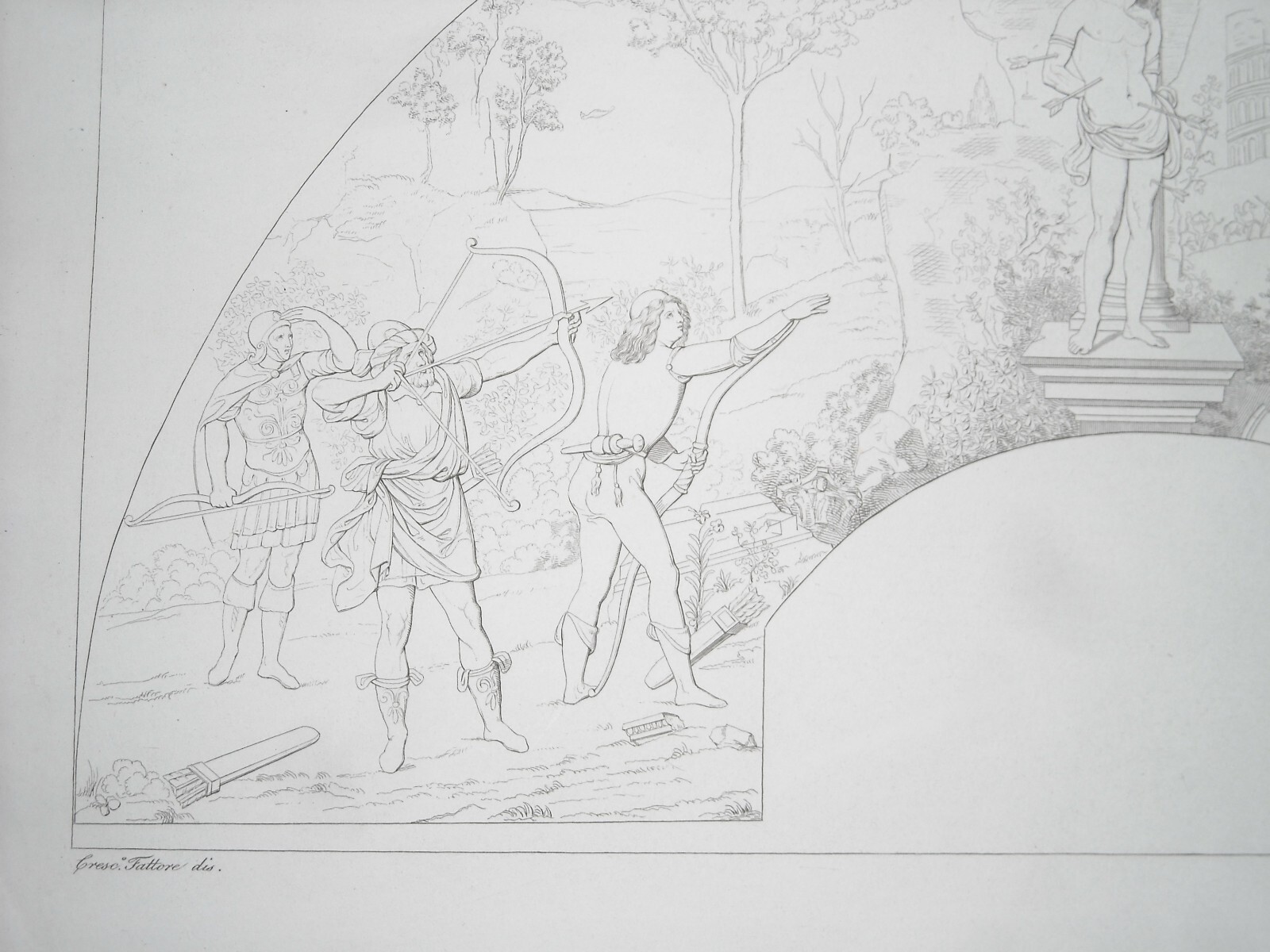 Arte Antica, Lunetta Animata: Scena Di San Sebastiano, Incisore Garzoli, Fattore, '800