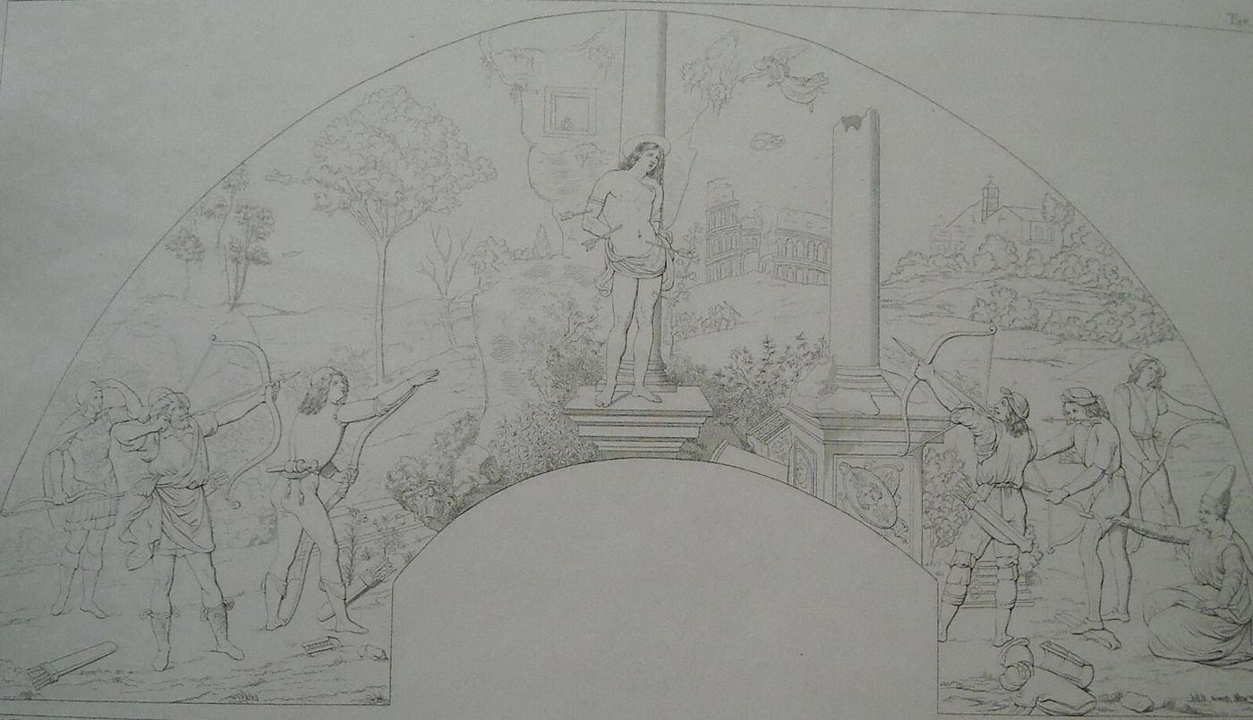 Arte Antica, Lunetta Animata: Scena Di San Sebastiano, Incisore Garzoli, Fattore, '800