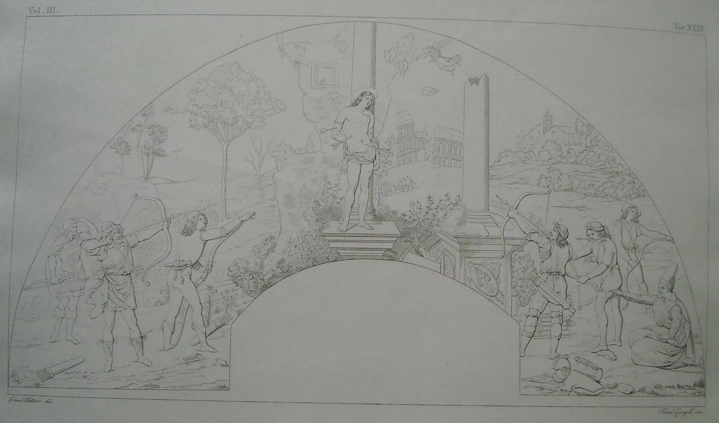 Arte Antica, Lunetta Animata: Scena Di San Sebastiano, Incisore Garzoli, Fattore, '800