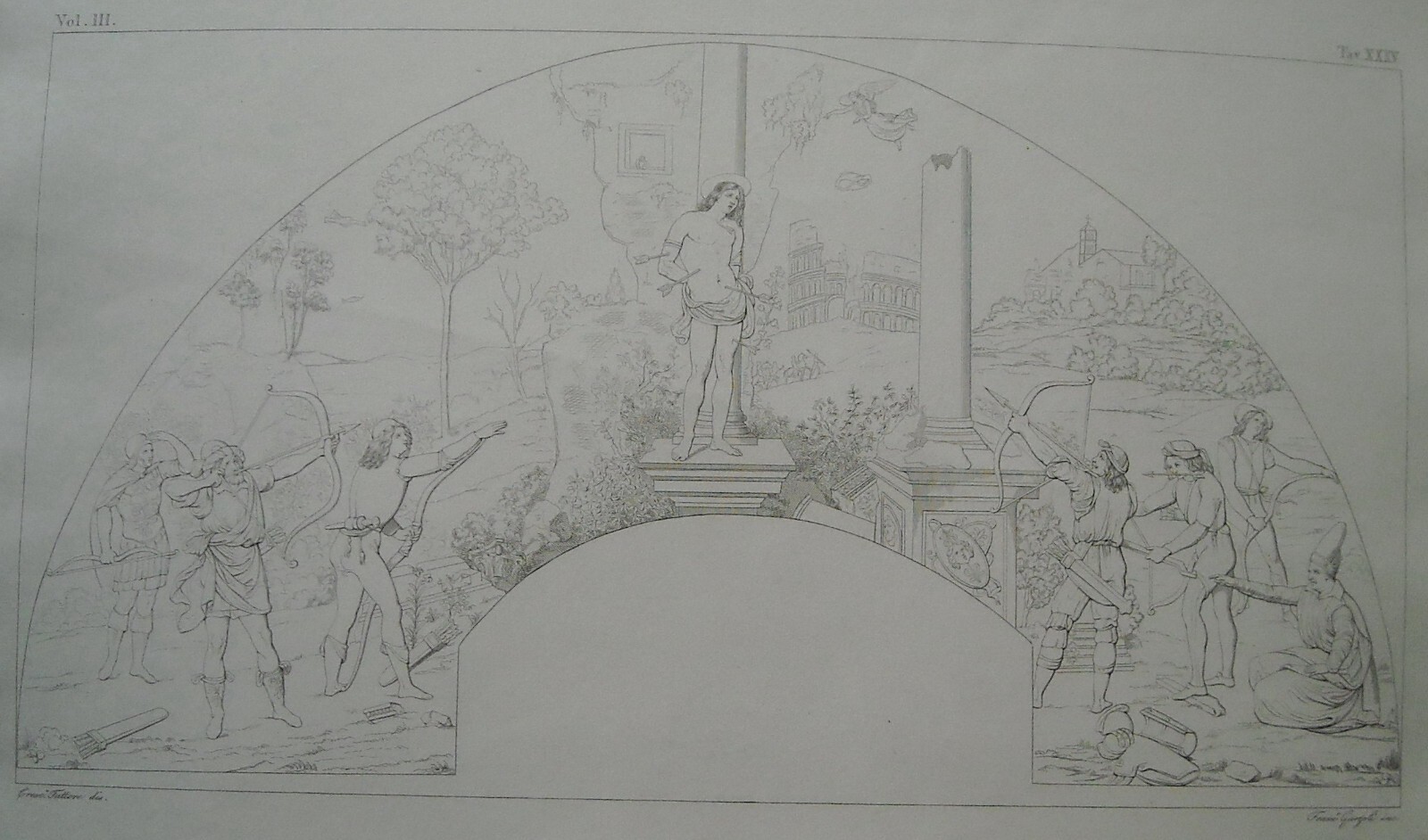 Arte Antica, Lunetta Animata: Scena Di San Sebastiano, Incisore Garzoli, Fattore, '800