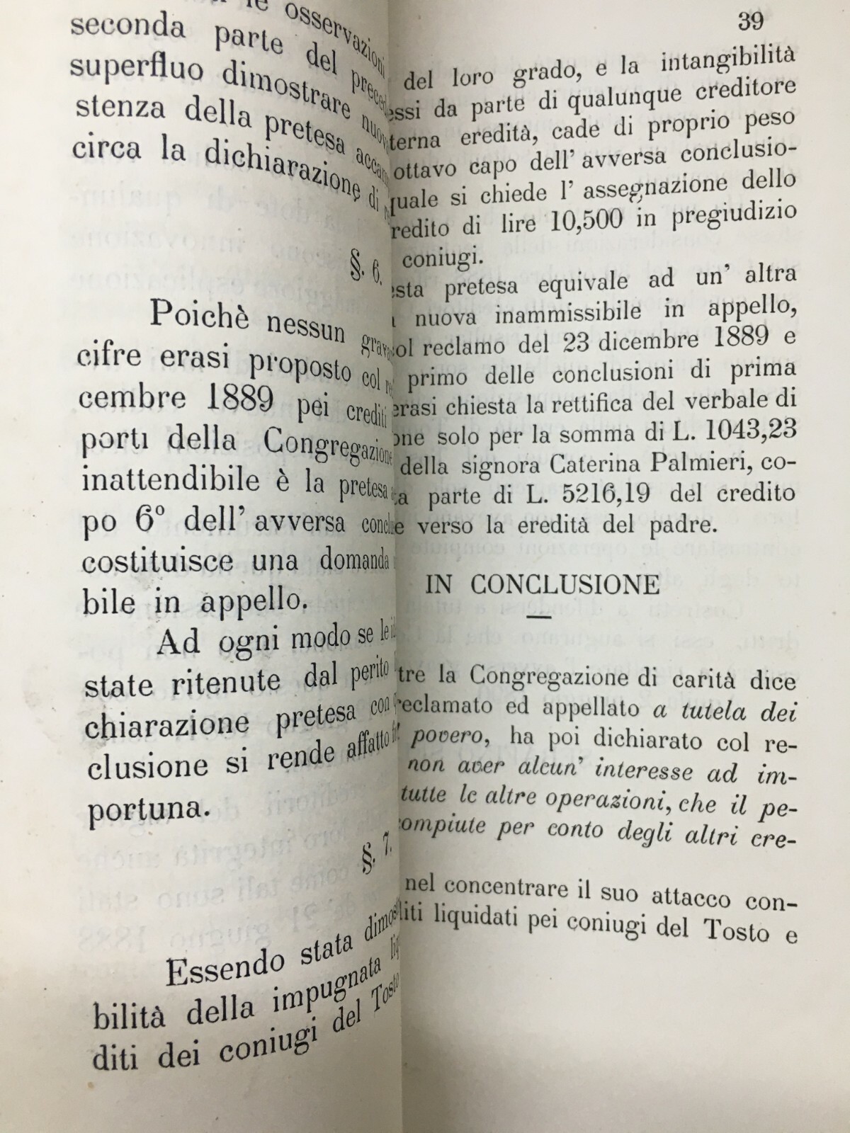 Abruzzo, L'Aquila Allegazione Giuridica: Del Tosto, Palmieri, Congregazione Di Carità