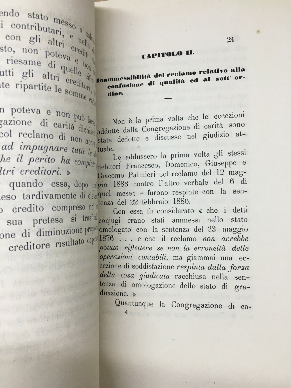 Abruzzo, L'Aquila Allegazione Giuridica: Del Tosto, Palmieri, Congregazione Di Carità