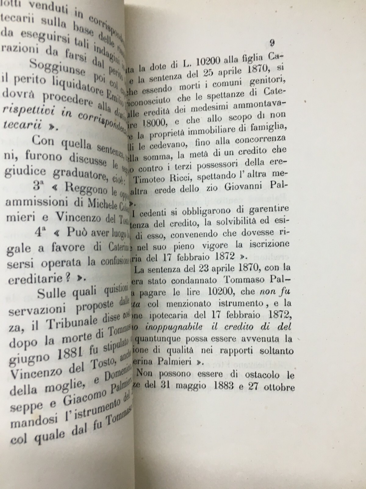 Abruzzo, L'Aquila Allegazione Giuridica: Del Tosto, Palmieri, Congregazione Di Carità