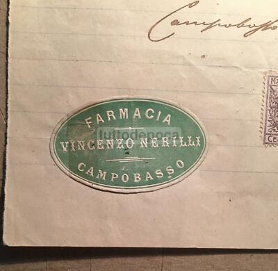 Molise, Campobasso   Farmacia Nerilli: Ricevuta Pubblicitaria E Filatelica Del 1918