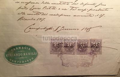 Molise, Campobasso   Farmacia Nerilli: Ricevuta Pubblicitaria E Filatelica Del 1918