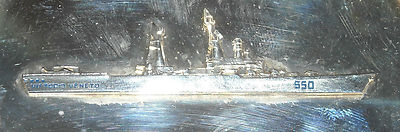 Posacenere In Metallo Argentato Con Rilievo Della Nave Vittorio Veneto