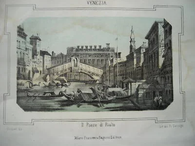 Veneto, Venezia, Ponte di Rialto. Barbieri, Terzaghi, Pagnoni, Xix Secolo