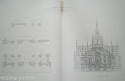 Milano: Arte E Architettura, Prospettiva Del Duomo, Progetto Architetto Giuseppe Brentano, XIX Secolo