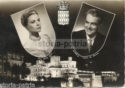 Monaco, Montecarlo: Ranieri E Grace Kelly. Cartolina d'Epoca Con Francobolli