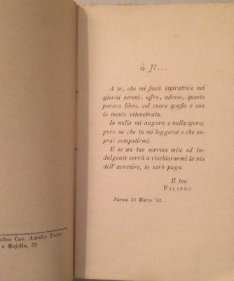 Letteratura, Poesia, Napoli E Parma. Filippo Benevento, Antica Edizione 1893 Con Autografo
