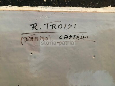 Mattonella In Ceramica Dipinta, Castelli (Teramo)   R. Troisi, Bimbo E Cane