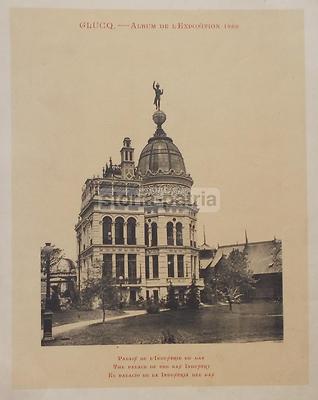 Architettura: Prospettiva Del Palazzo Del Gas, Glucq, Esposizione Del 1889, d'Epoca