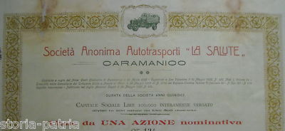 Abruzzo, Caramanico, Auto Trasporti La Salute, Azione Nominativa, 1922