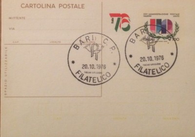 Puglia, Bari, Filatelia: Due Cartoline Da Collezione, Sport, Italia '76, Centenario