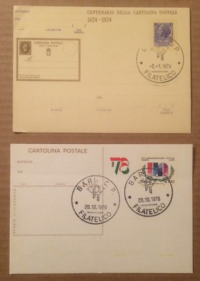 Puglia, Bari, Filatelia: Due Cartoline Da Collezione, Sport, Italia '76, Centenario