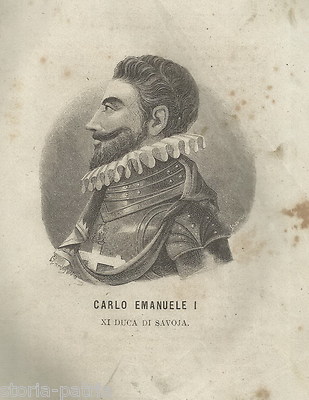 Militaria, Araldica, Nobiltà: Casata Savoia, Duca Carlo Emanuele I, Antico Ritratto