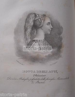 Nobiltà, Donne Illustri: Isotta Degli Atti (Rimini). Incisione Da Medaglia Mazzucchelli (Brescia)