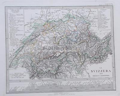 Svizzera, Liechtenstein E Cantoni Con Orografia Alpina (1869)