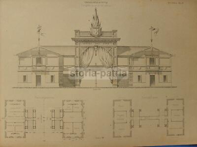 Architettura Sportiva: Tiro A Segno Di Lugano, Progetto Dell'Architetto Augusto Guidini, 18 Tavole, 1883
