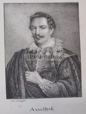 Antica Incisione Di Anthony Van Dyck. Ritratto d'Artista, Litografia Di Honegger.