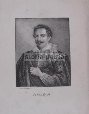 Antica Incisione Di Anthony Van Dyck. Ritratto d'Artista, Litografia Di Honegger.