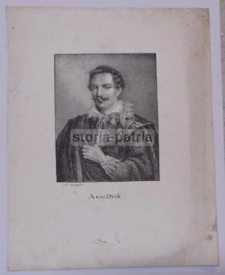 Antica Incisione Di Anthony Van Dyck. Ritratto d'Artista, Litografia Di Honegger.